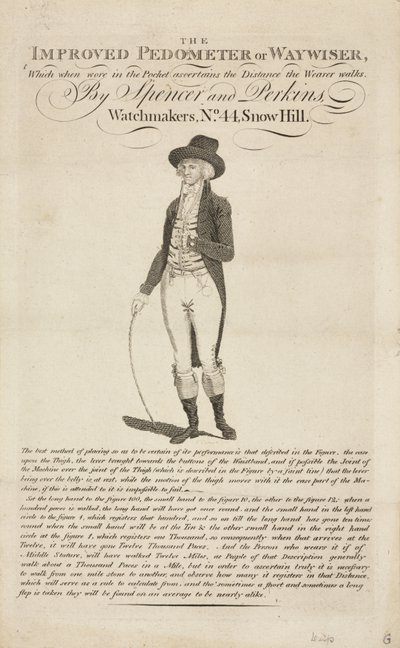 De verbeterde pedometer of waywiser, ca. 18e eeuw door John Pardon