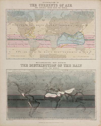 Twee meteorologische kaarten, ca. 1850 door John Pardon