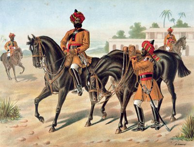 De 1e Bengal Cavalerie, Review Order, Anglo-Indiase Leger van de jaren 1880 door Richard (after) Simkin