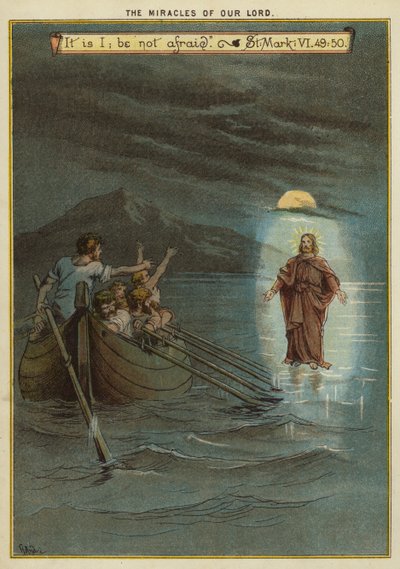 De Wonderen van Christus: Jezus loopt op water door Richard Andre