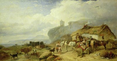 Rustpauze van de Veedrijver, Eiland Mull in de Verte, 1845 door Richard Ansdell