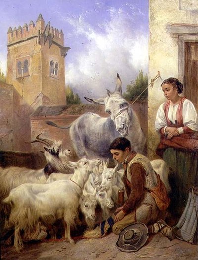 Geiten Voeren in het Alhambra door Richard Ansdell