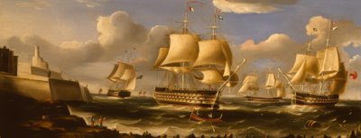 H.M.S. Queen in Valetta / Schilderij van R.B. Spencer, 1848 door Richard B. Spencer
