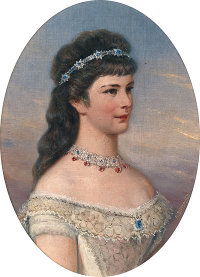 Portret van Elisabeth van Beieren met diadeem door Richard Bitterlich