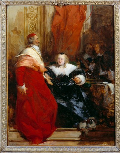 Koningin van Frankrijk Anna van Oostenrijk en kardinaal Jules Mazarin door Richard Bonington