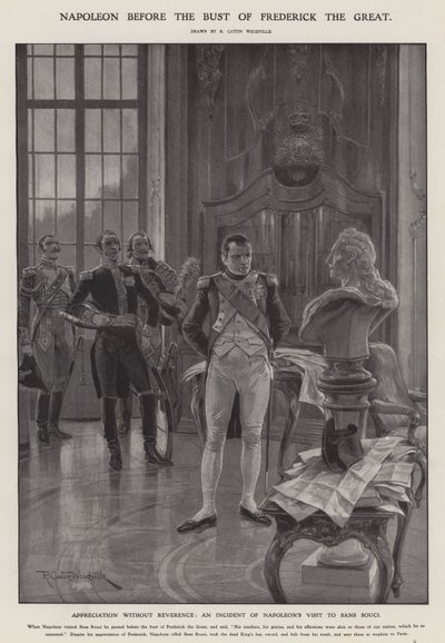 Napoleon voor de buste van Frederik de Grote door Richard Caton II (after) Woodville