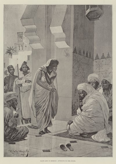 Slavenleven in Marokko, een beroep doen op de rechters door Richard Caton II (after) Woodville