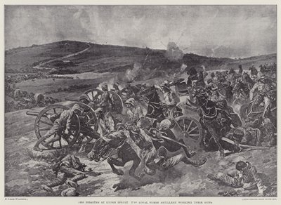 De ramp bij Koorn Spruit, de Koninklijke Rijdende Artillerie werkt hun kanonnen door Richard Caton II (after) Woodville