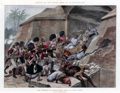 De bestorming van Seringapatam resulterend in de dood van Tippu Sultan, 1894 door Richard Caton II Woodville