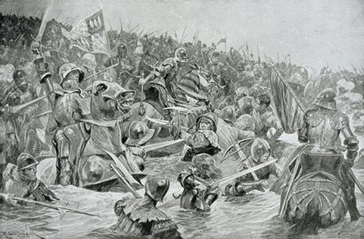 De Slag bij Towton in 1461, illustratie uit Hutchinsons 