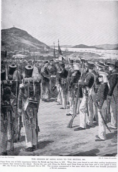 De overdracht van Hong Kong aan de Britten, 1841, illustratie uit 