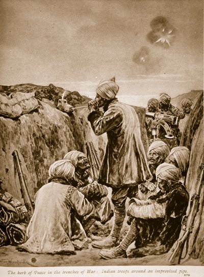 Het kruid van de vrede in de loopgraven van de oorlog, 1914-19 door Richard Caton Woodville