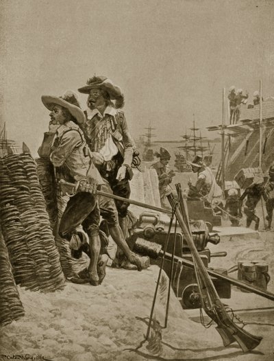 De bouw van het eerste Fort in Madras, 1640, illustratie uit 