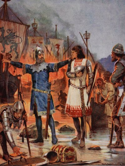 FitzStephen verbrandt zijn boten, 1169, illustratie uit 