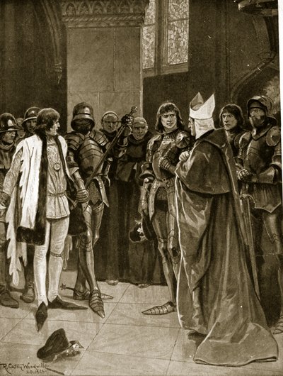 Henry VI wordt afgeleverd aan Edward IV in St. Paul