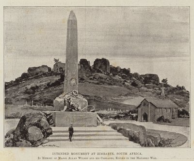 Voorgenomen Monument in Zimbabwe, Zuid-Afrika, ter Nagedachtenis aan Majoor Allan Wilson en zijn Kameraden, gedood in de Matabili Oorlog door Richard Caton Woodville junior