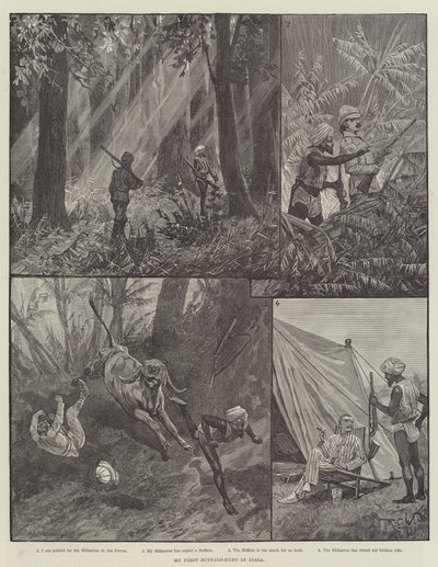Mijn Eerste Buffeljacht in India door Richard Caton Woodville junior