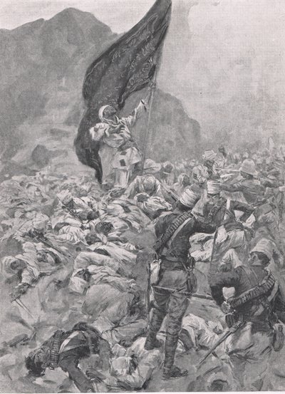 Omdurman: De laatste drager van de Zwarte Vlag, 2 september 1898, illustratie uit British Battles on Land and Sea, 1915 door Richard Caton Woodville junior