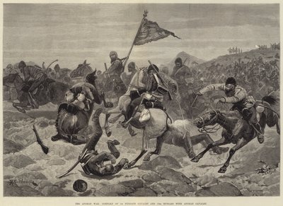 De Afghaanse Oorlog, Conflict van de 1e Punjab Cavalerie en 15e Huzaren met Afghaanse Cavalerie door Richard Caton Woodville junior