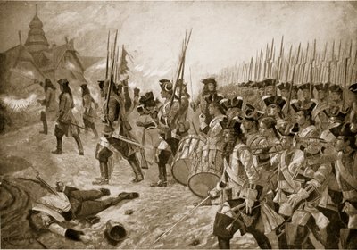 De Slag bij Blenheim: Bestorming van het dorp, illustratie uit 