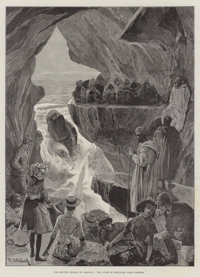 De Britse Missie naar Marokko, de Grotten van Hercules, nabij Tanger door Richard Caton Woodville junior