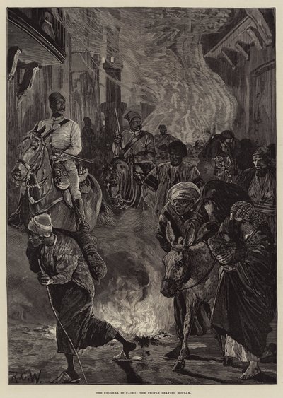 De Cholera in Caïro, de Mensen verlaten Boulak door Richard Caton Woodville junior