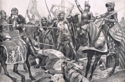 De laatste stand van Jan II van Frankrijk bij de Slag bij Poitiers, illustratie uit 