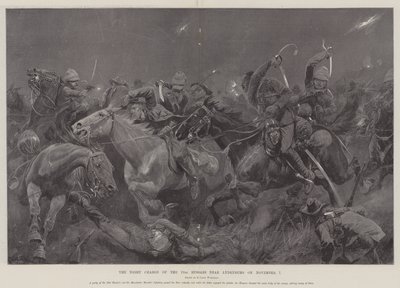 De nachtelijke aanval van de 19e Huzaren nabij Lydenburg op 7 november door Richard Caton Woodville junior