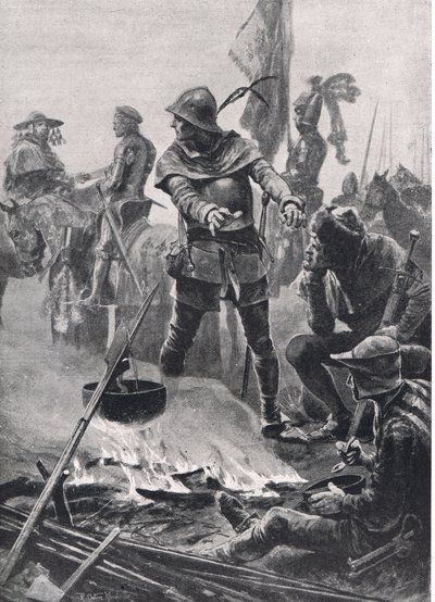 De Prins van Wales neemt afscheid van Kardinaal de Talleyrand-Perigord op de ochtend van de Slag bij Poitiers, 19 september 1356, illustratie uit Britse Slagen op Land en Zee, gepubliceerd door Casse door Richard Caton Woodville junior