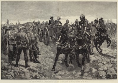 De Oorlog in Afghanistan, Batterij van Rijdende Artillerie en Detachement van het 66e Regiment op Mars door Richard Caton Woodville junior