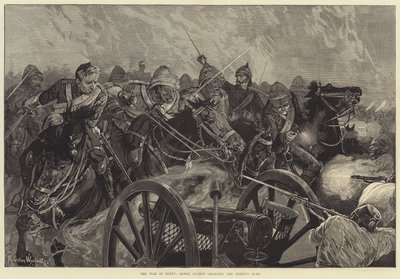De Oorlog in Egypte, Horse Guards die de Kanonnen van de Vijand aanvallen door Richard Caton Woodville junior