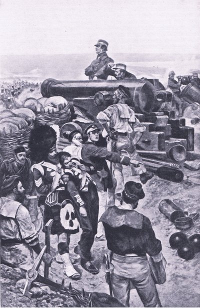 De aanval op Sevastopol, 1855, illustratie uit Britse gevechten op land en zee, 1915 door Richard Caton Woodville junior
