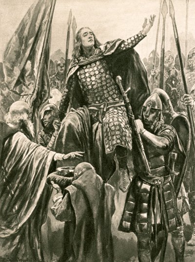 De verheffing van Edward de Oudere bij zijn kroning in Kingston-on-Thames, Pinksteren, 901 door Richard Caton Woodville junior