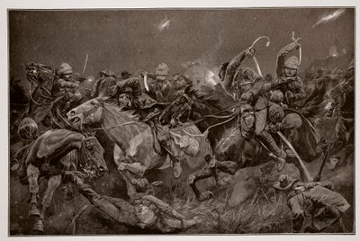 De nachtelijke aanval van de 19e Huzaren nabij Lydenberg op 7 november, 1900 door Richard Caton Woodville junior