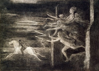 En nauwelijks had hij Maggie hersteld, toen de helse legioen uitstormde, 19e eeuw door Richard Cockle Lucas