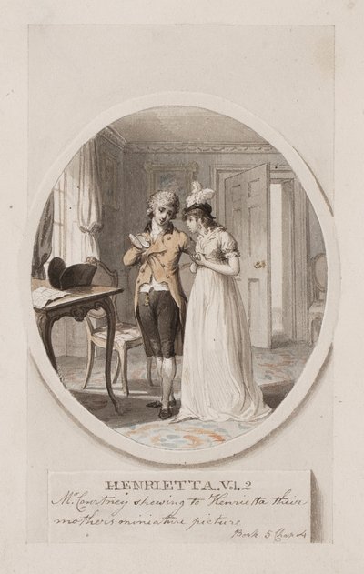 Mr Courtney toont Henrietta het miniatuurportret van hun moeder, Boek 5 Hoofdstuk 4, illustratie voor een editie van 