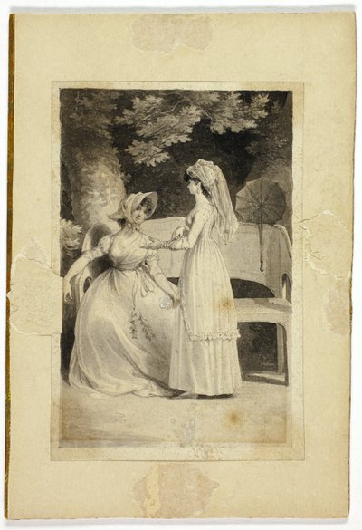 Twee vrouwen in een tuin door Richard Corbould
