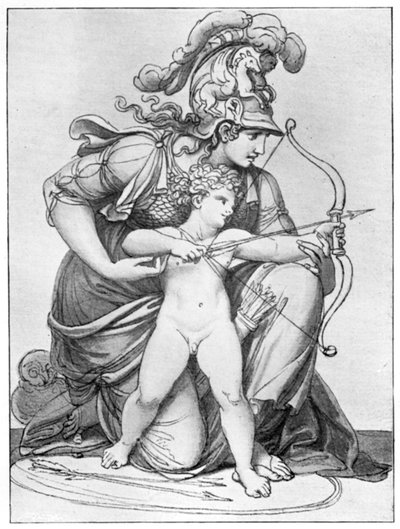 Minerva Richt de Pijl van Cupido, late 18e-vroege 19e eeuw, 1912 door Richard Cosway
