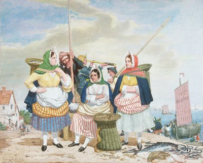 Vismarkt aan zee, c.1860 door Richard Dadd