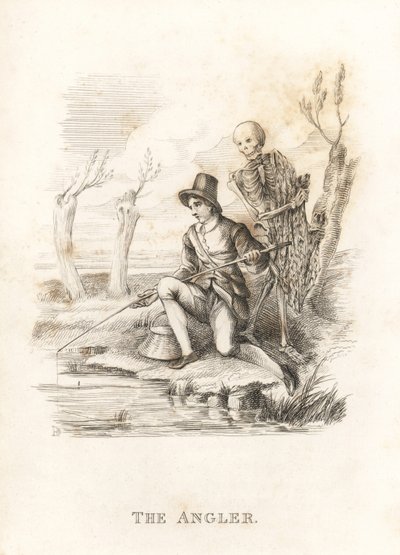 Het skelet van de Dood en de visser, 1827 (gravure) door Richard Dagley