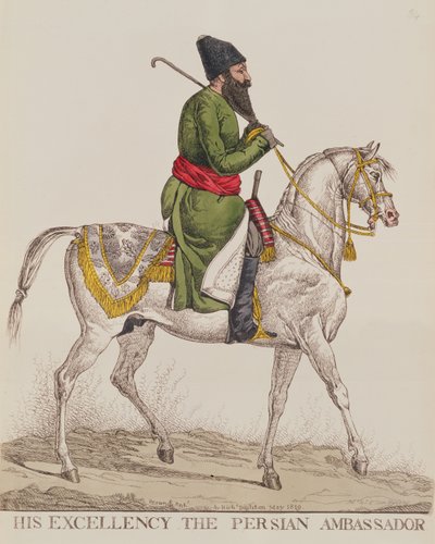 Zijne Excellentie de Perzische Ambassadeur Mirza Abul Hassan Khan Tijdens zijn Tweede Ambassadebezoek aan Londen, 1819 door Richard Dighton