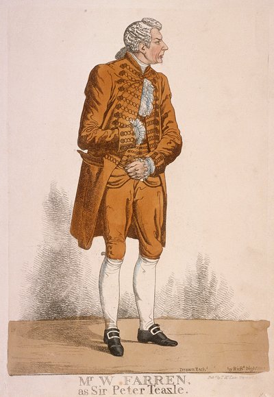 De acteur William Farren als Sir Peter Teazle door Richard Dighton