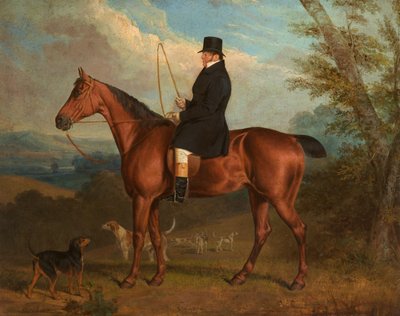 De dominee W. Parker op een bay hunter met honden door Richard Dodd Widdas