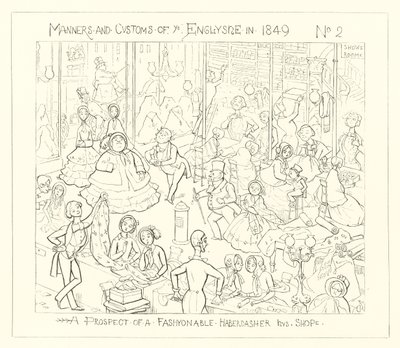 Een vooruitzicht van een modieuze fourniturenwinkel door Richard Doyle