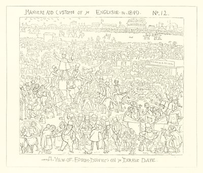 Een uitzicht op Epsom Downs op Derby Day door Richard Doyle