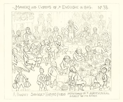 Een banket dat de boerenvriend toont die de landbouwbelangen overtuigt dat ze geruïneerd zijn door Richard Doyle