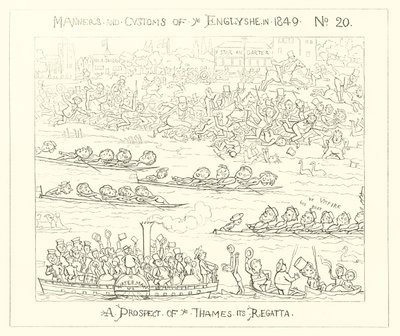 Een vooruitzicht van de Thames Regatta door Richard Doyle