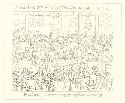 Blackwall toont het publiek dat dineert met witvis door Richard Doyle