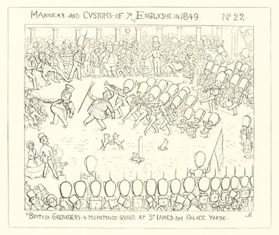 Britse grenadiers die de wacht houden bij St James
