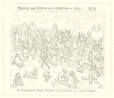 De modieuze wereld die haar oefening doet in Hyde Park door Richard Doyle